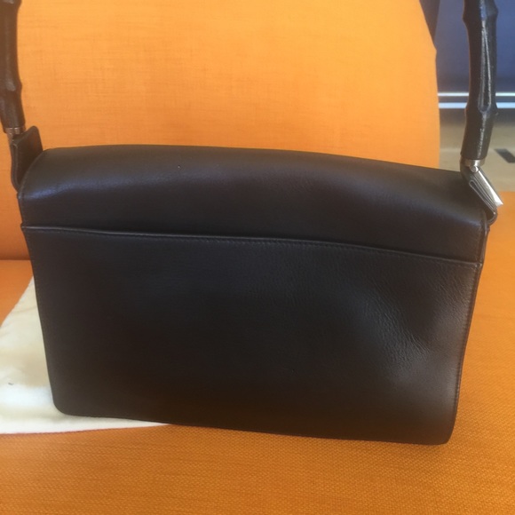 Vintage famous 90s GUCCI BY TOM FORD BLACK Bamboo handle BAGπHP - Picture 3 of 16